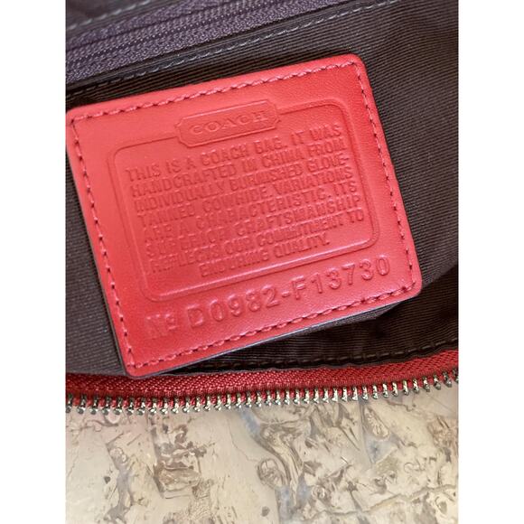 Coach Ergo Pleated hobo/soho red-orange Leather Shoulder Bag F13730 - Picture 14 of 14